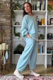 Terry B Lantern Sleeve Sweatshirt Turquoise